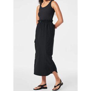 Spanx On The Move Maxi Dress Very Black Cargo Utility Ribbed Stretchy Midi Long